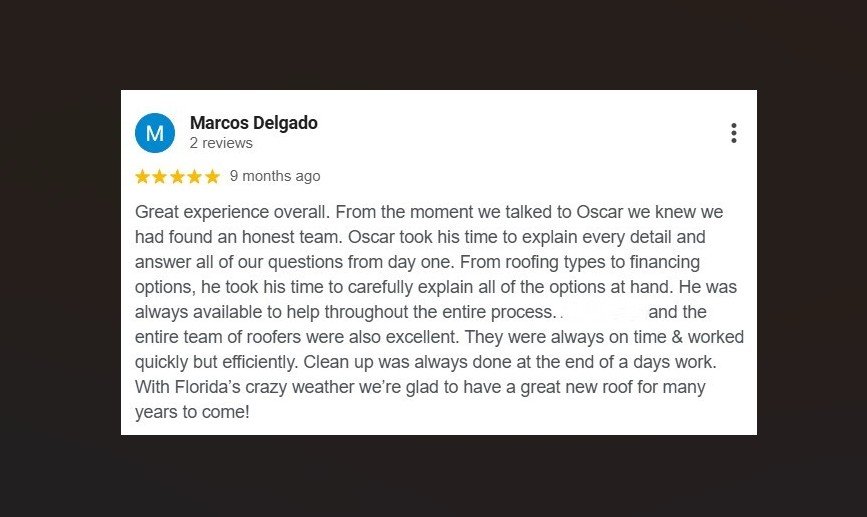 Marcos Delgado Reivew Miami Roofing - Miami Roofing Review